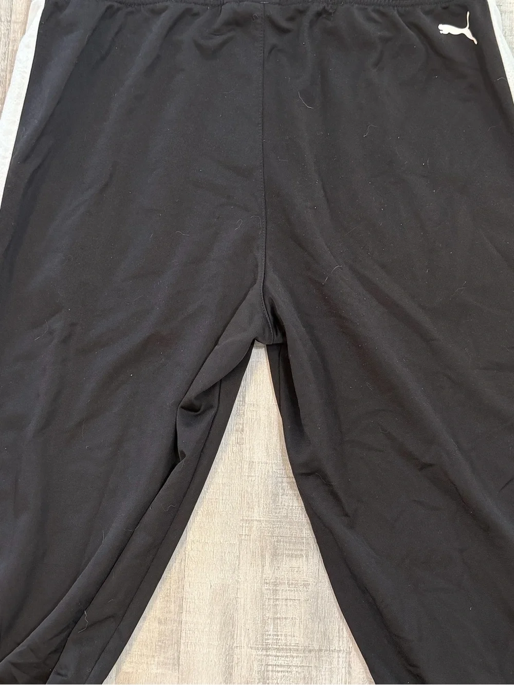 Puma Men’s XL Black Track Pants Athletic Joggers Gray Side Stripe Drawstring